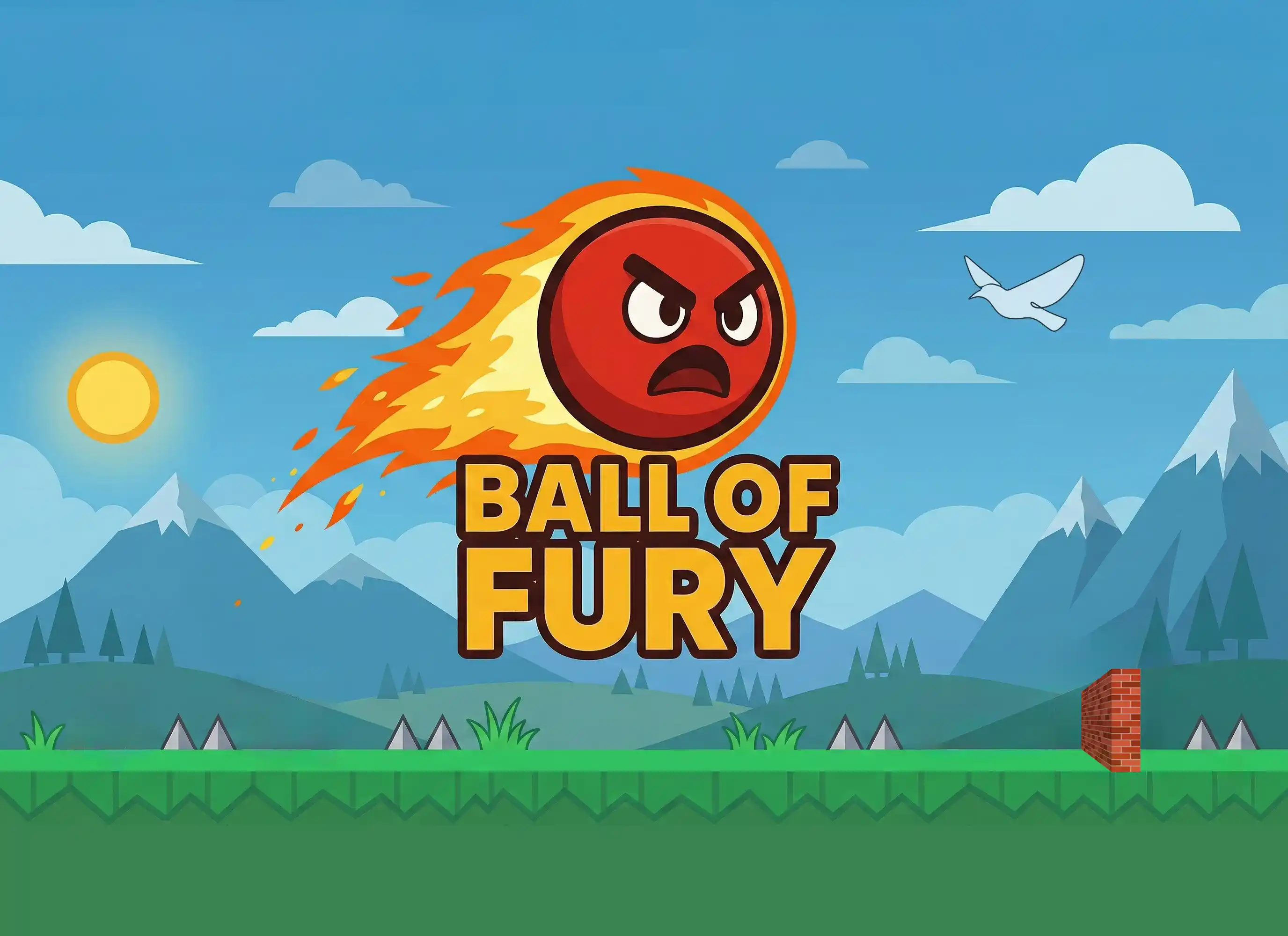 Ball of Fury gameplay — side-scrolling action with pellets, hazards, and a dynamic day-to-night sky