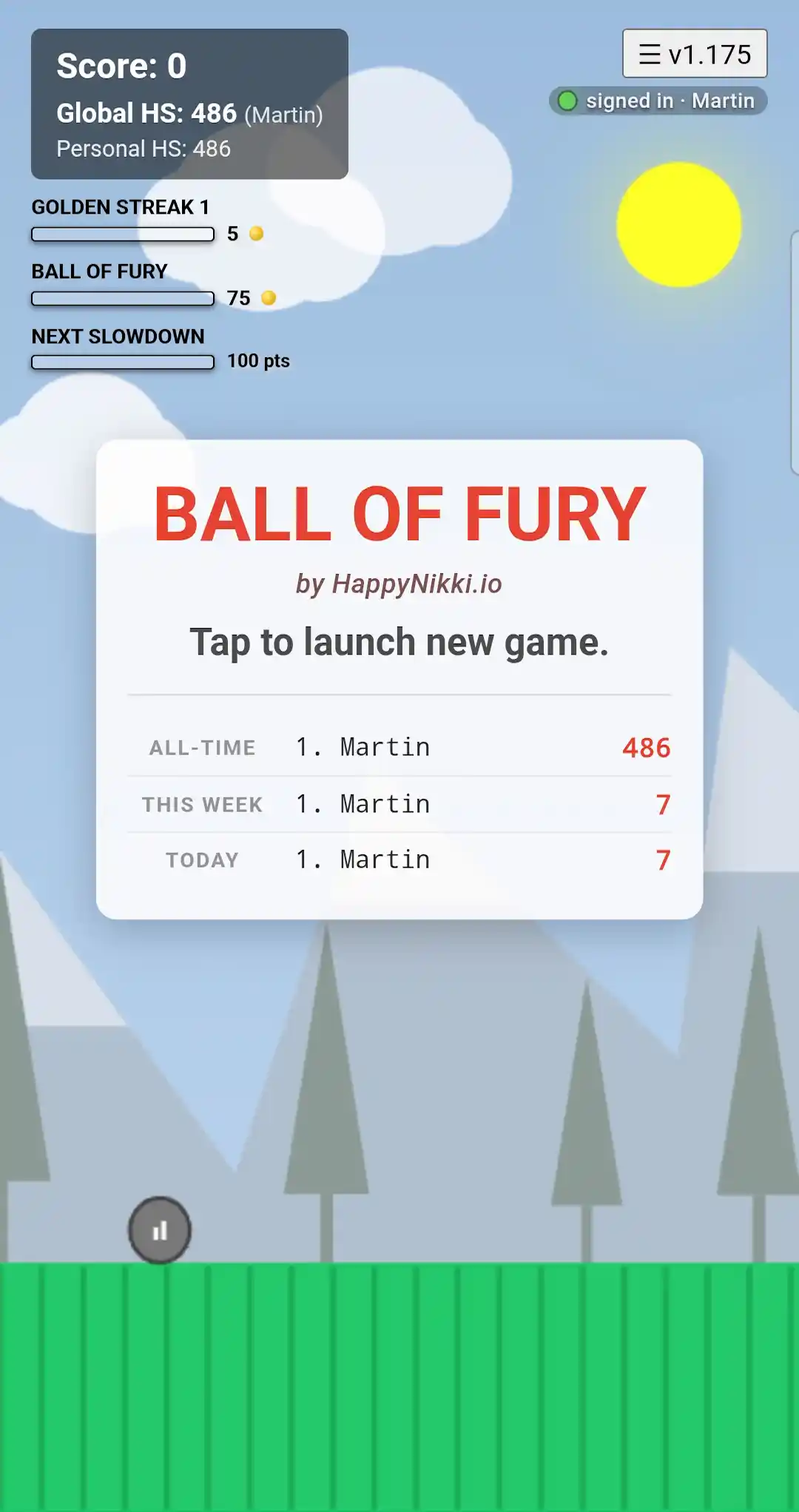 Ball of Fury main gameplay UI